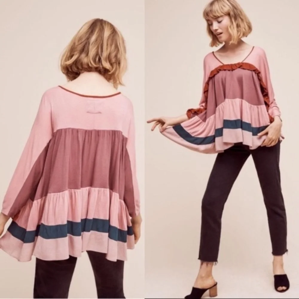 MEADOW RUE Anthro Colorblock Top - Picture 3 of 14